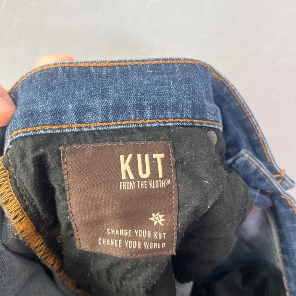 Kut from the Kloth Size 12 Jeans Medium Wash Whiskered Slim Straight Denim - Picture 9 of 11